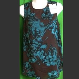 Who What Wear Under Sea Teal Floral Top Sleeveless